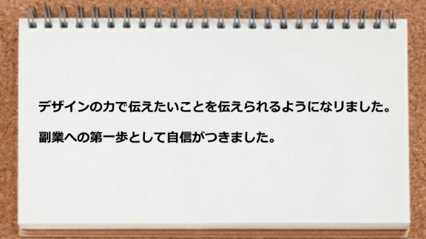 副業への第一歩として自信がついた。 
