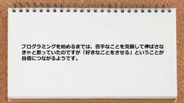 好きなことをさせることが自信につながるようです。
