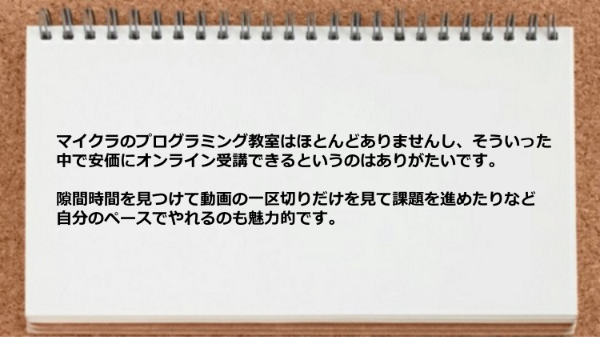 隙間時間を見つけて自分のペースでやれるのも魅力的です。
